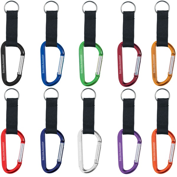 KH2058 8mm Carabiner With Strap, Split Ring and...
